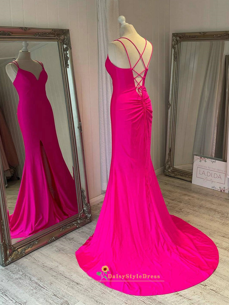 hot pink prom dress