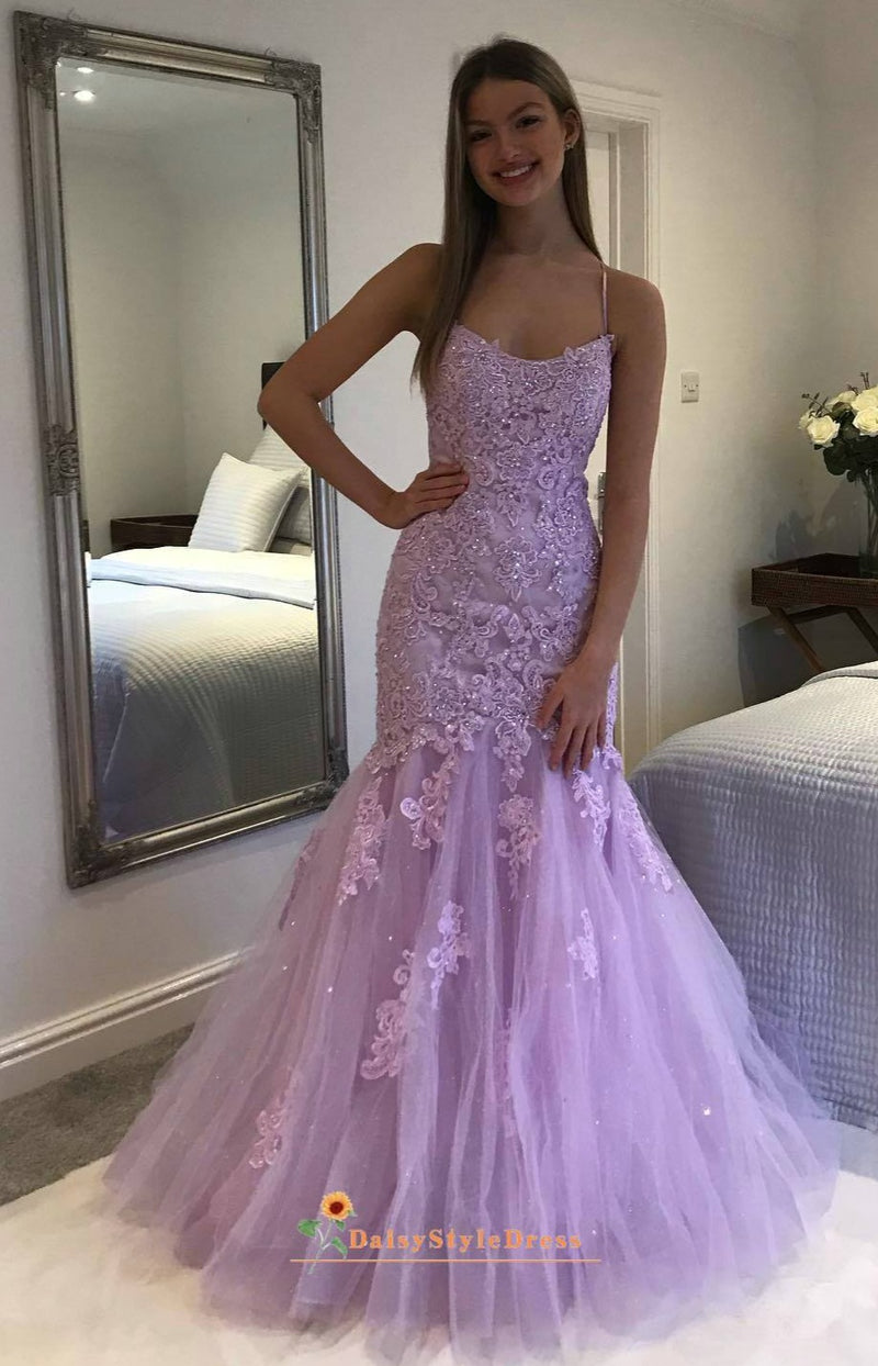 mermaid lavender prom dress