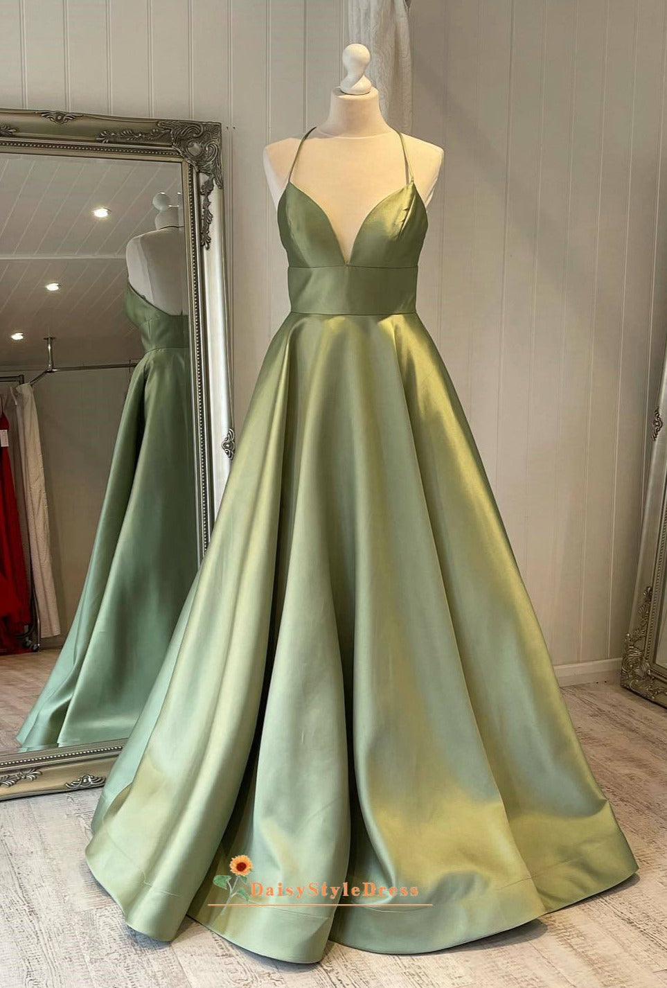 Sage green ball gown deals
