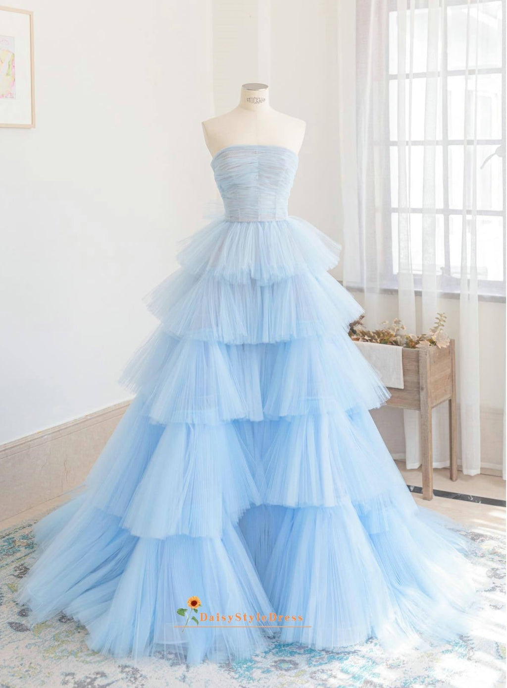 ball gown light blue prom dress