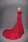 Modest Mermaid Red Lace Wedding Dress - daisystyledress