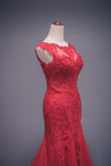 Modest Mermaid Red Lace Wedding Dress - daisystyledress