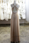 Full Length V-neckline Champagne Evening Dress - daisystyledress