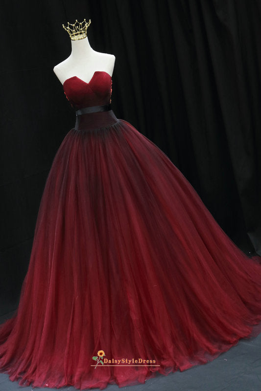 Ball Gown Black and Red Tulle Wedding Dress – daisystyledress