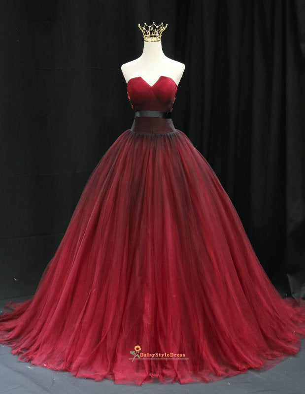 Custom Burgundy & Black Wedding Dress | Gothic Bridal Gown