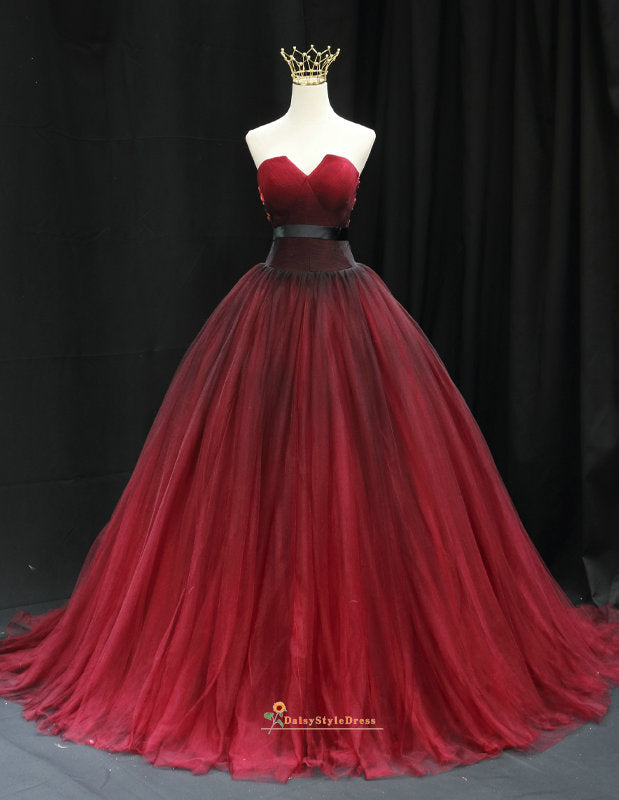 Krista Black and Dark Red Wedding Dress| Brides & Tailor