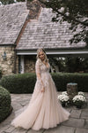 Long Sleeve Lace Low Back Plus Size Wedding Dress - daisystyledress