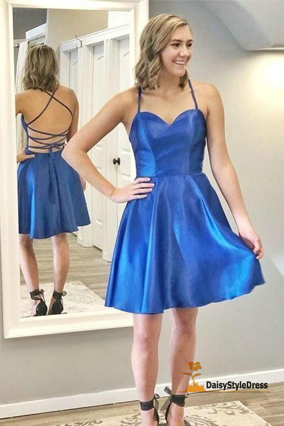 Fashion Short Spaghetti Straps Royal Blue Homecoming Dress - daisystyledress