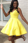 Knee Length V-neckline Blush Homecoming Dress - daisystyledress