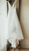 A line V-neckline Lace Deep V-back Wedding Dress - daisystyledress