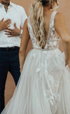 A line V-neckline Lace Deep V-back Wedding Dress - daisystyledress