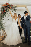 A line V-neckline Lace Deep V-back Wedding Dress - daisystyledress