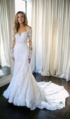 Mermaid Off Shoulder Long Sleeve Lace Wedding Dress - daisystyledress
