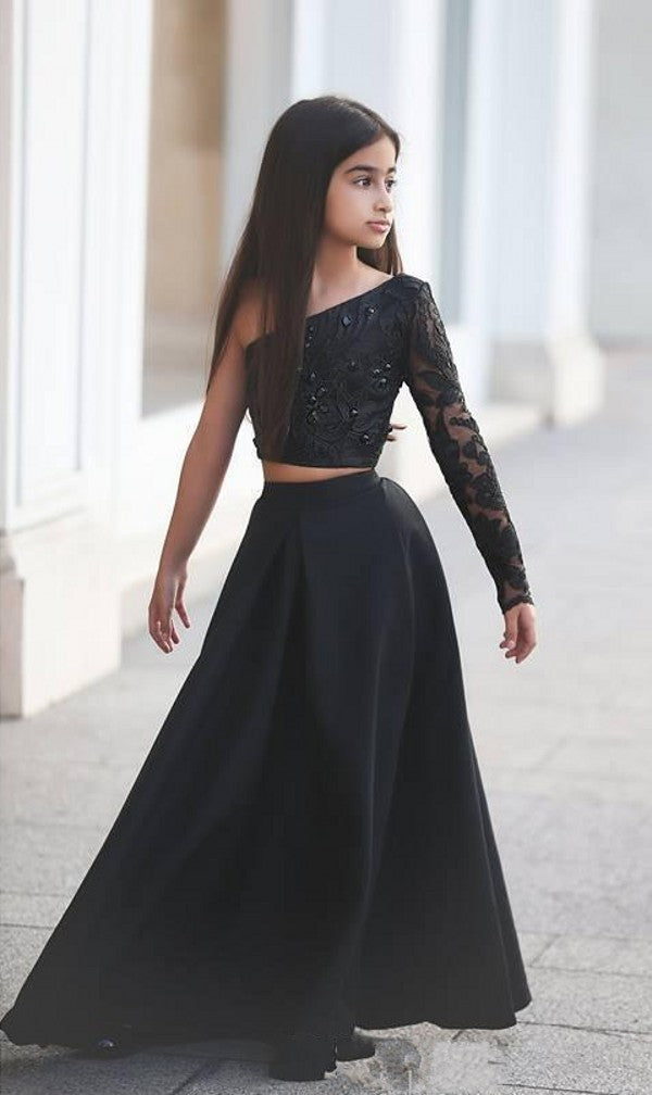 Black Crop Top Prom Dress