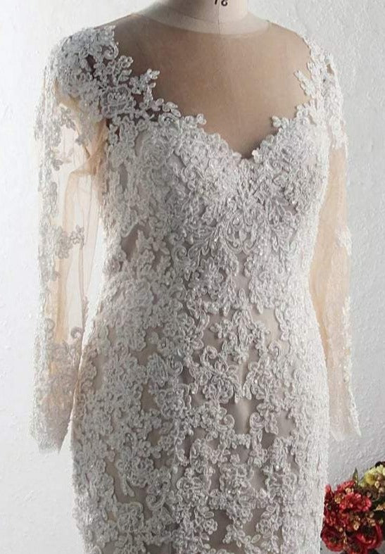 Mermaid Long Sleeve Lace Plus Size Wedding Dress daisystyledress Mermaid Long Sleeve Lace Plus Size Wedding Dress daisystyledress