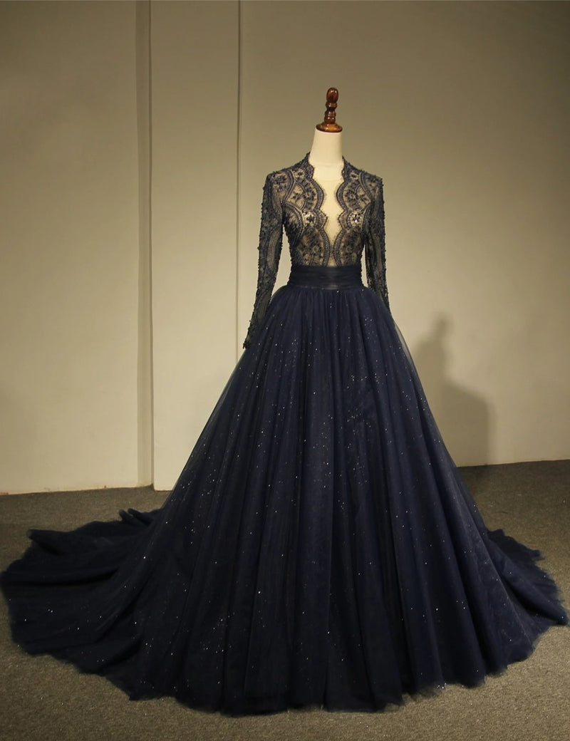 Modest Luxury Long Sleeve Lace Colorful Wedding Dress - daisystyledress
