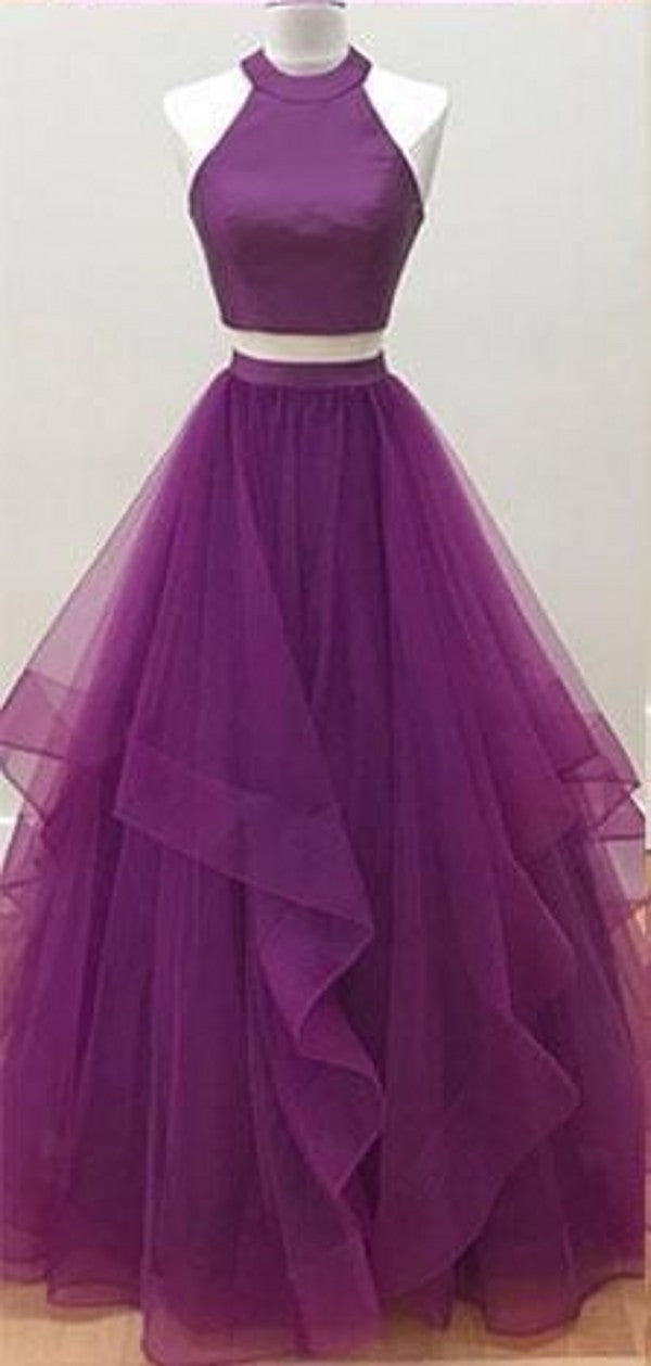 Two Piece Purple Prom Dress - daisystyledress