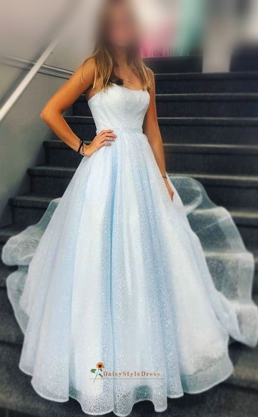 blue sequins prom dress