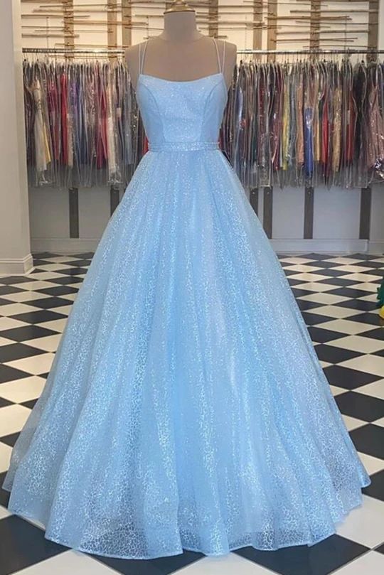 Sparkle Light Blue Prom Dress