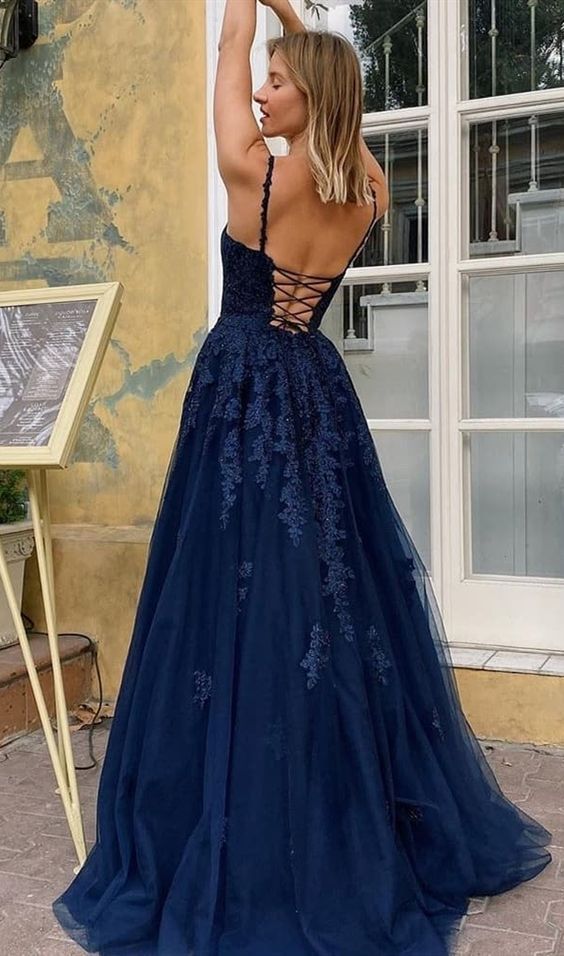 Royal Blue Long Sequin Prom Dress fg274 – formalgowns