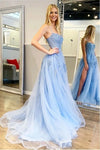 Double Straps Slit Light Blue Prom Dress - daisystyledress