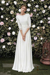 Elegant V-back Half Sleeve Wedding Dress - daisystyledress