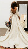 Simple Half Sleeve Backless Wedding Dress - daisystyledress