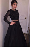Ball Gown Black Two Piece Long Sleeve Prom Dress - daisystyledress