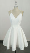 Knee Length Spaghetti Straps White Homecoming Dress - daisystyledress