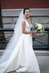 a line v-neck ivory wedding dress