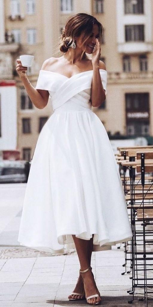 Short Off Shoulder Wedding Dress