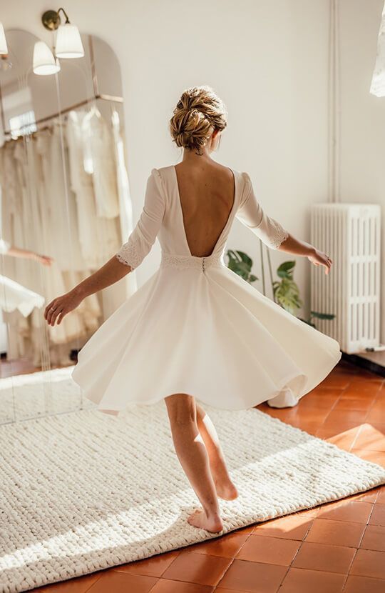 Half Sleeve Informal Short Wedding Dress - daisystyledress