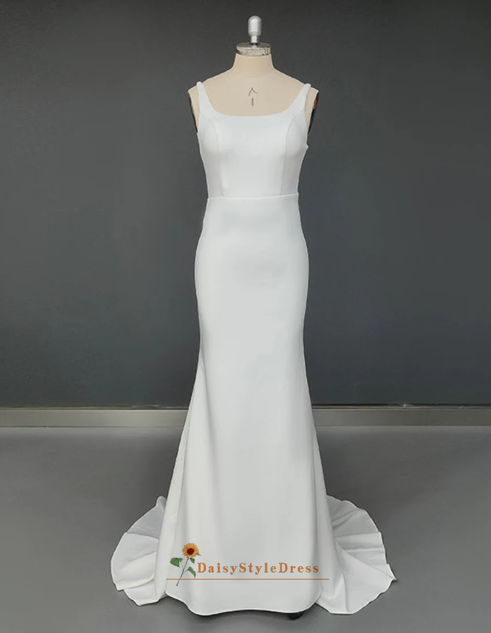 A line Square Neckline Wedding Dress – daisystyledress