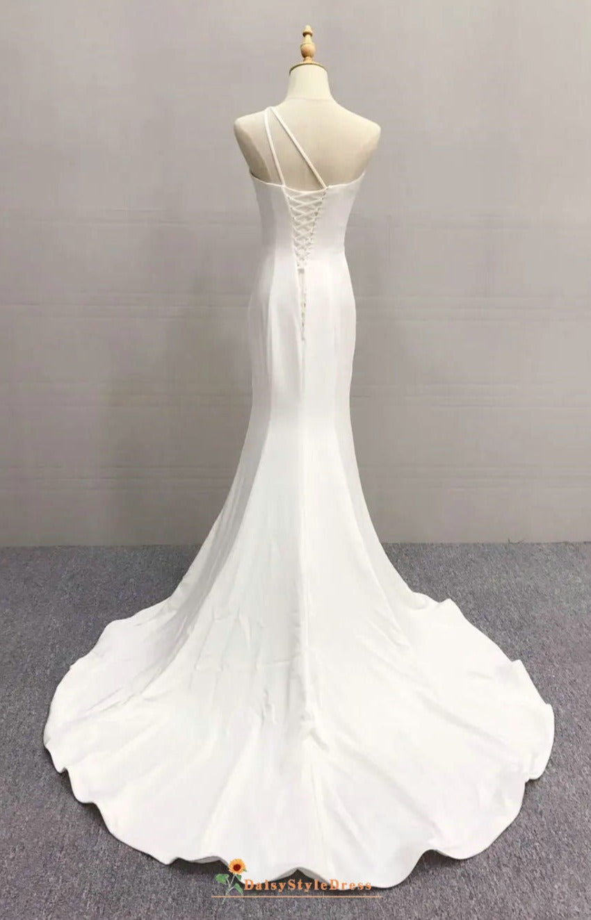 one shoulder summer wedding dress