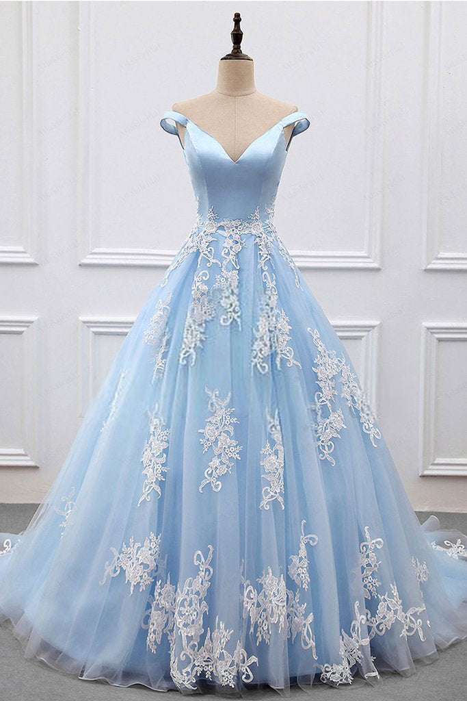 Gradient Blue Princess Ball Gown 3D Flower Debut Dress 66698 viniodres –  Viniodress