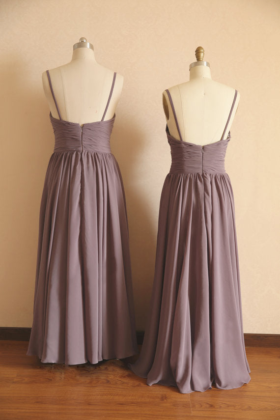 A line V-neckline Brown Bridesmaid Dress - daisystyledress