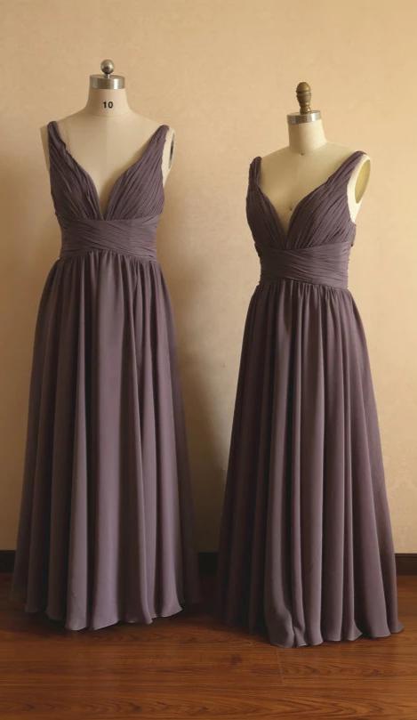 A line V-neckline Brown Bridesmaid Dress - daisystyledress