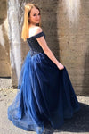 ball gown navy blue prom dress