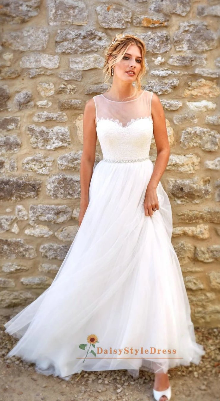 White Simple Wedding Dress - daisystyledress