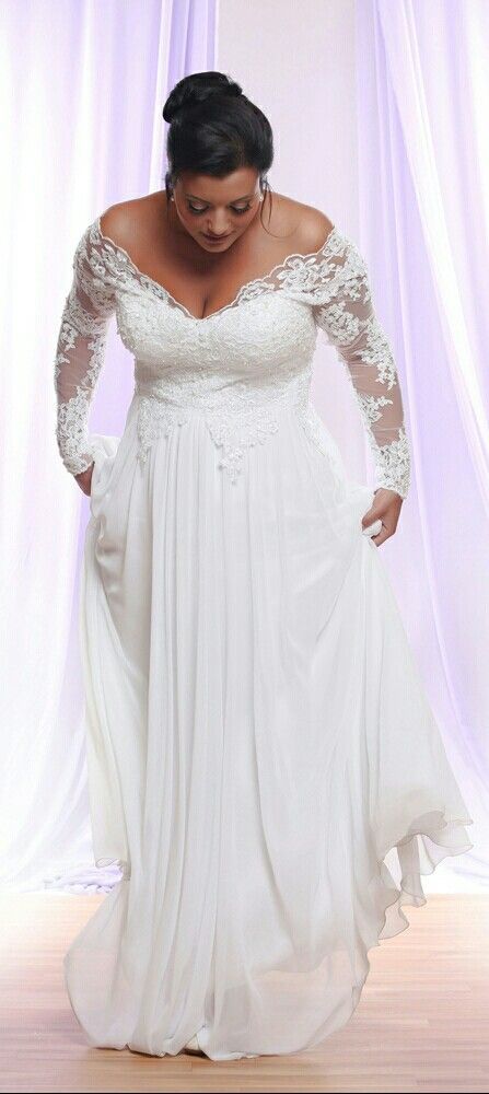 plus size long sleeve wedding dress