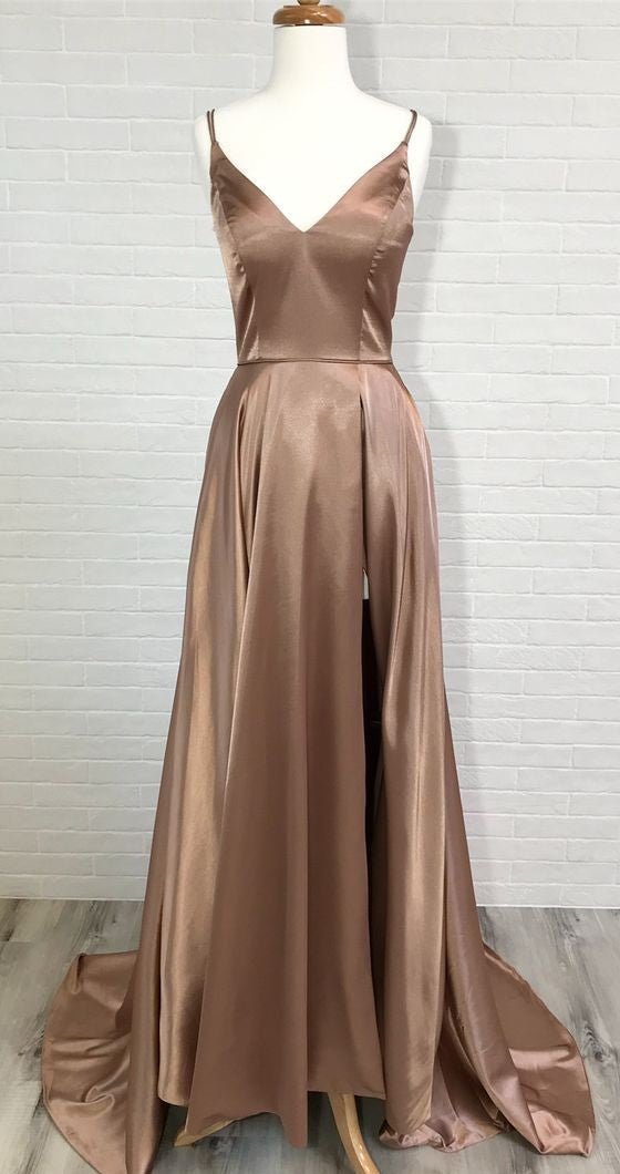 Sexy Slit Coffee Brown Prom Dress – daisystyledress