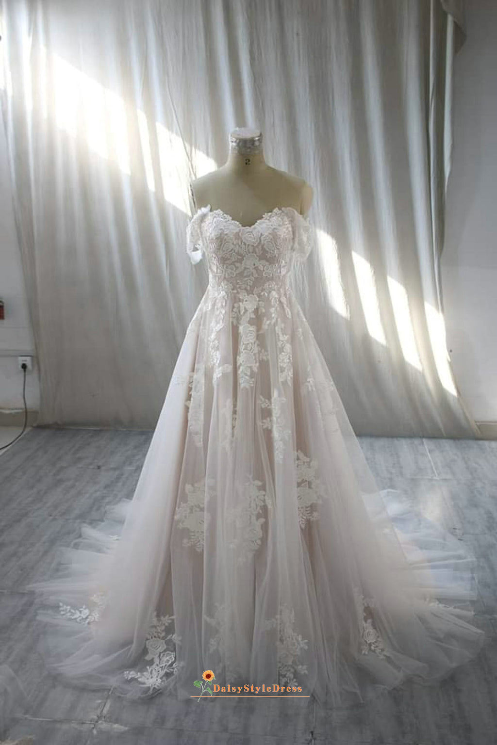 blush wedding dress