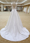 Simple V-neckline Ivory Wedding Dress
