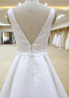 Simple V-neckline Ivory Wedding Dress