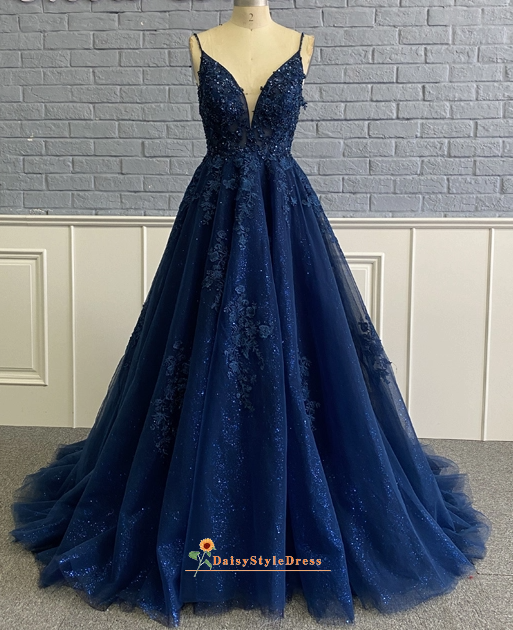 Ball Gown Navy Blue Prom Dress – daisystyledress