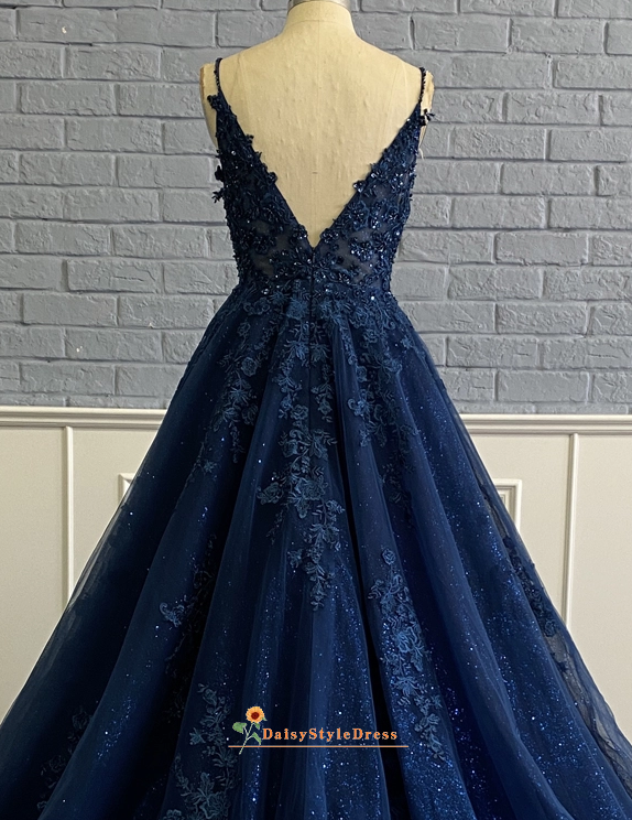 Ball Gown Navy Blue Prom Dress daisystyledress Ball Gown Navy Blue Prom Dress daisystyledress