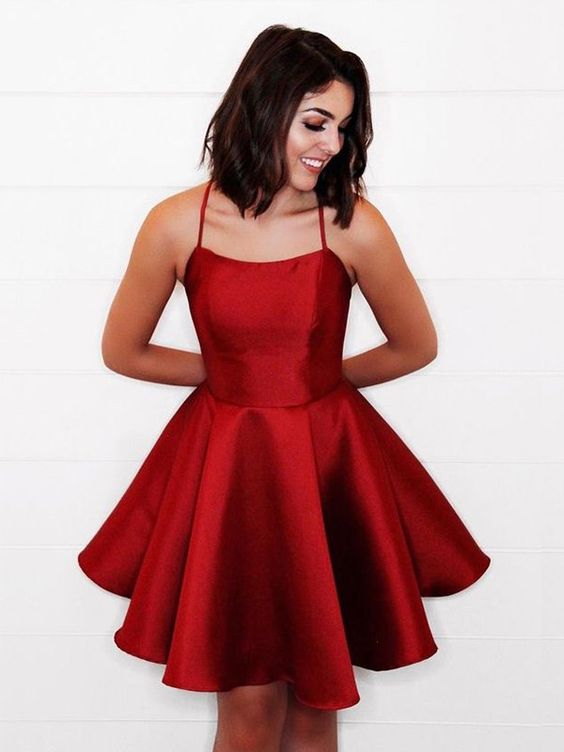  Criss Cross Back Red Homecoming Dress