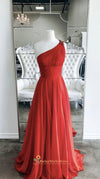 One Shoulder Red Pageant Dress