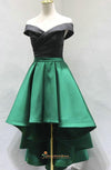 High Low Off Shoulder Sleeve Green Homecoming Dress