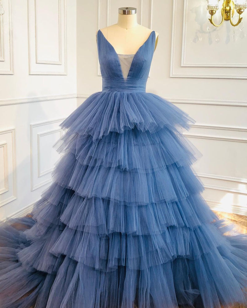 Ball Gown Tiered Skirt Prom Dress